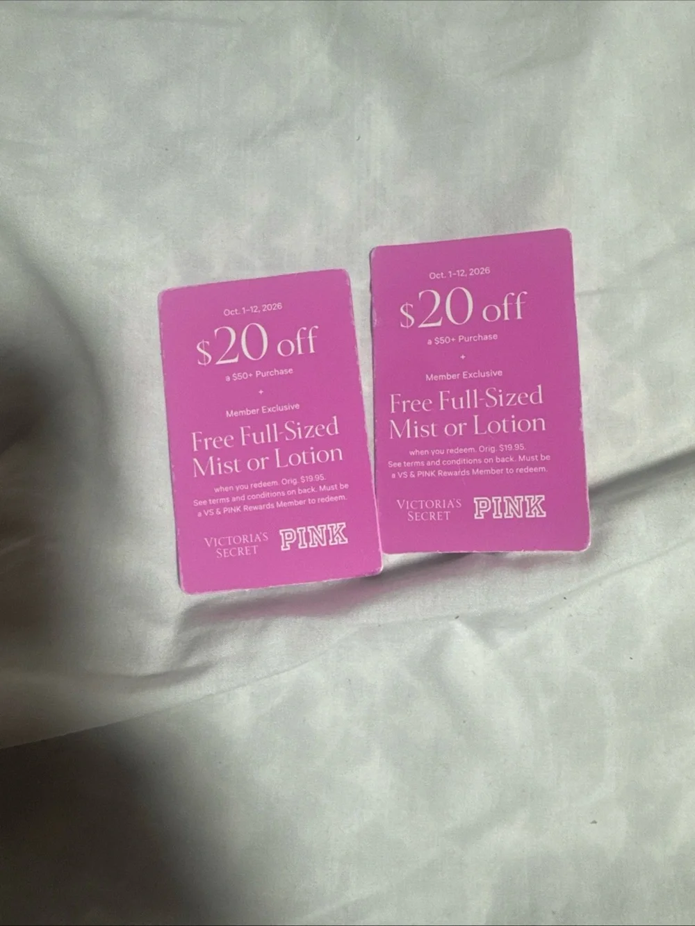 Victoria's Secret PINK Pink $20 Off + Free Full-Sized Mist or Lotion Coupon 2x17